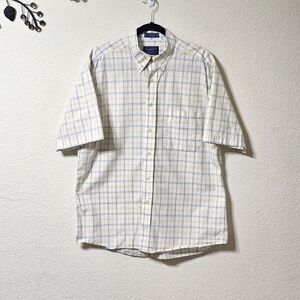 Pendleton Shirt Mens L Wrinkle Resistant Button Down Short Sleeve 100% Cotton